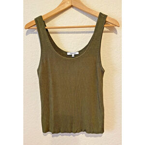 Madewell Ribbed Tank Top Olive Green Slinky Knit Sz L 2024 Normcore Basic Staple
